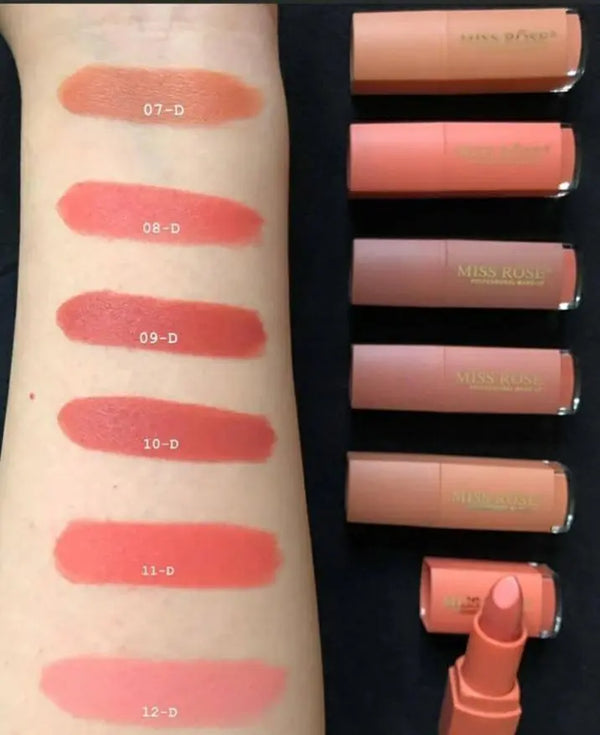 MISS ROSE Set of 6 Matte Waterproof Lipsticks D2 set