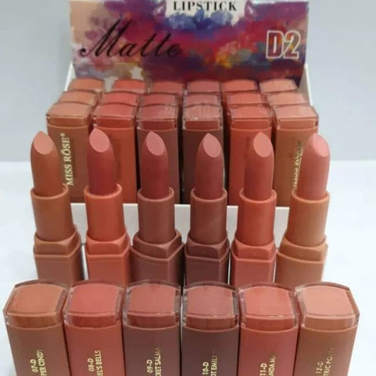 MISS ROSE Set of 6 Matte Waterproof Lipsticks D2 set
