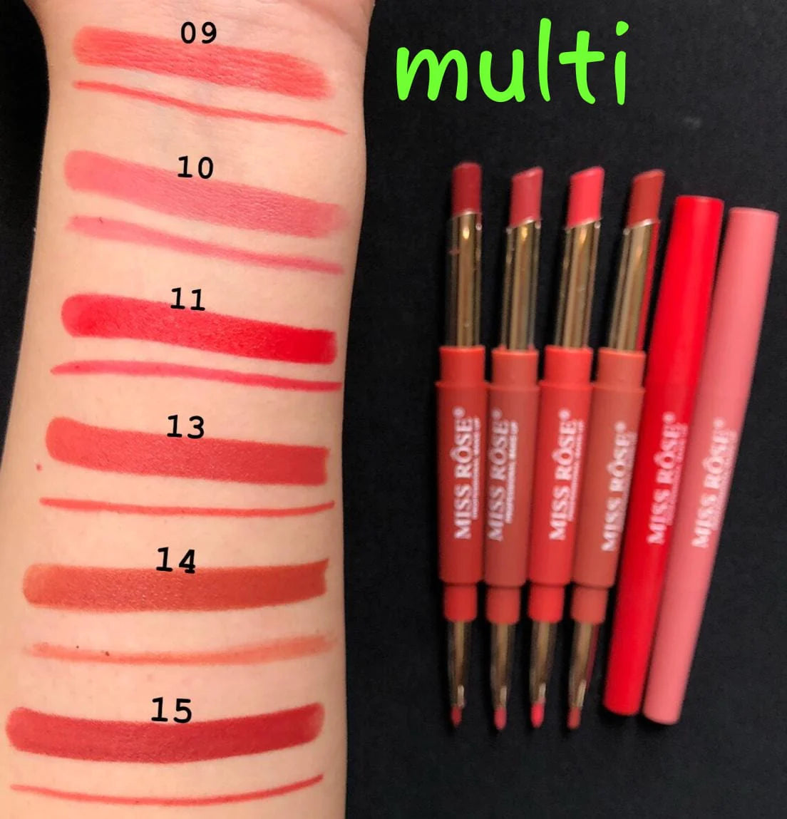 MISS ROSE Lipstick Plus Liner 2in1 multi