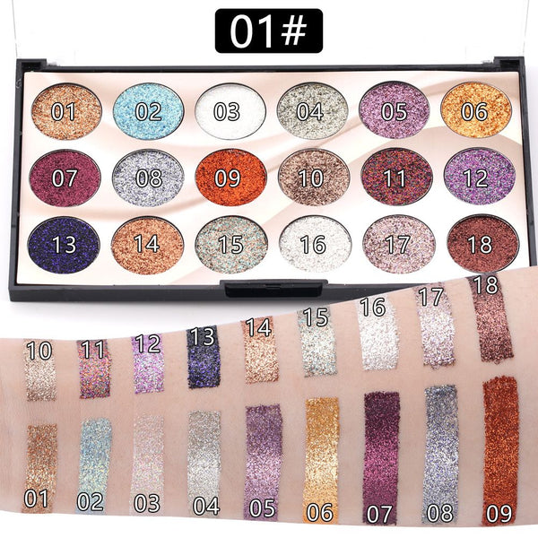 MISS ROSE 18-Color Sequin Glitter Eyeshadow Palette