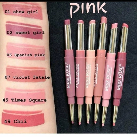 2 In 1 Lipstick with Lip Liner Pink family