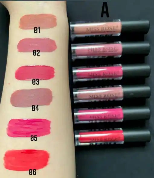 Miss Rose Vitamin E matte liquid lipsticks black cap