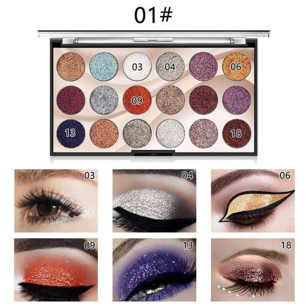 MISS ROSE 18-Color Sequin Glitter Eyeshadow Palette