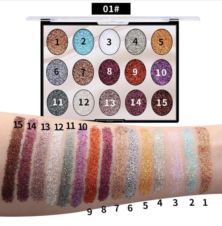 Miss Rose 15 Color Sequin Glitter Palette