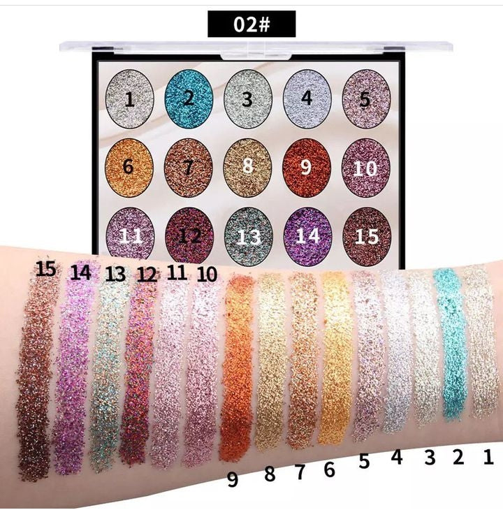 Miss Rose 15 Color Sequin Glitter Palette