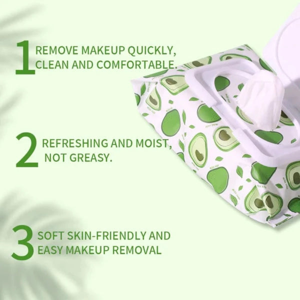 Avocado beauty concept facial cleaning wipes.