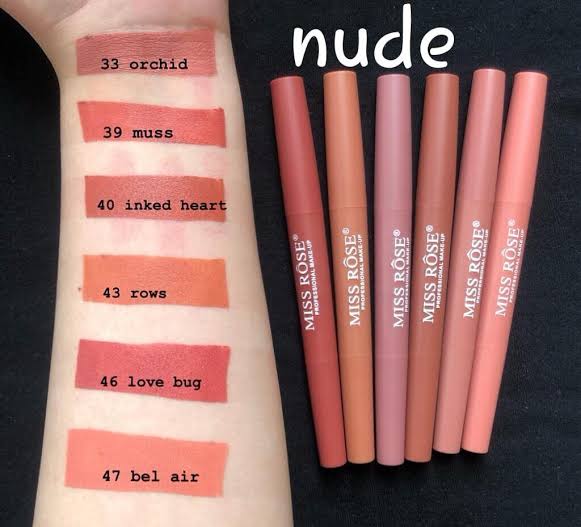 Miss Rose 2 in 1 Lipstick and Lip Liner nude shades