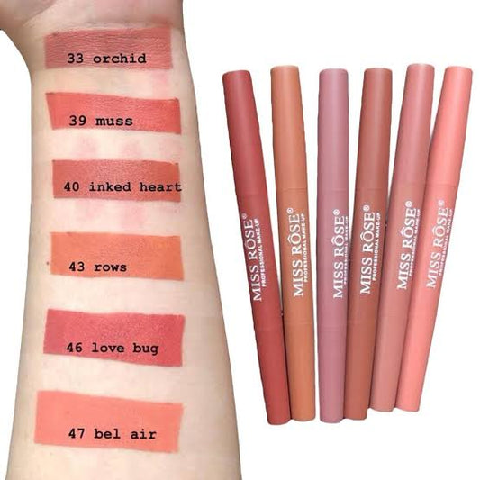 Miss Rose 2 in 1 Lipstick and Lip Liner nude shades