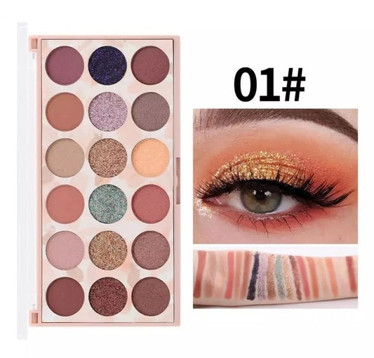 Miss Rose 12 Color Eyeshadow & 6 Color Glitter Palette