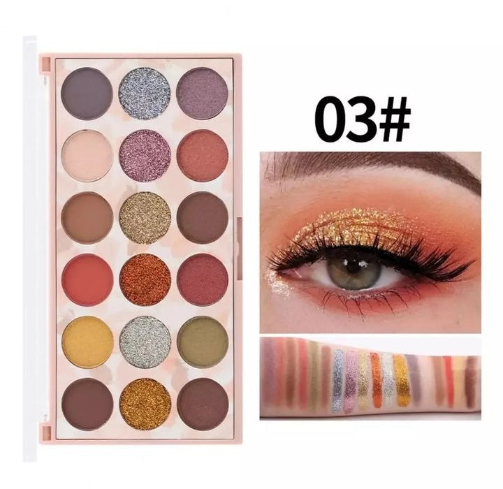 Miss Rose 12 Color Eyeshadow & 6 Color Glitter Palette