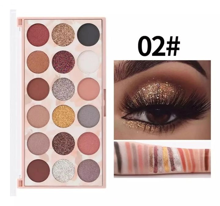 Miss Rose 12 Color Eyeshadow & 6 Color Glitter Palette