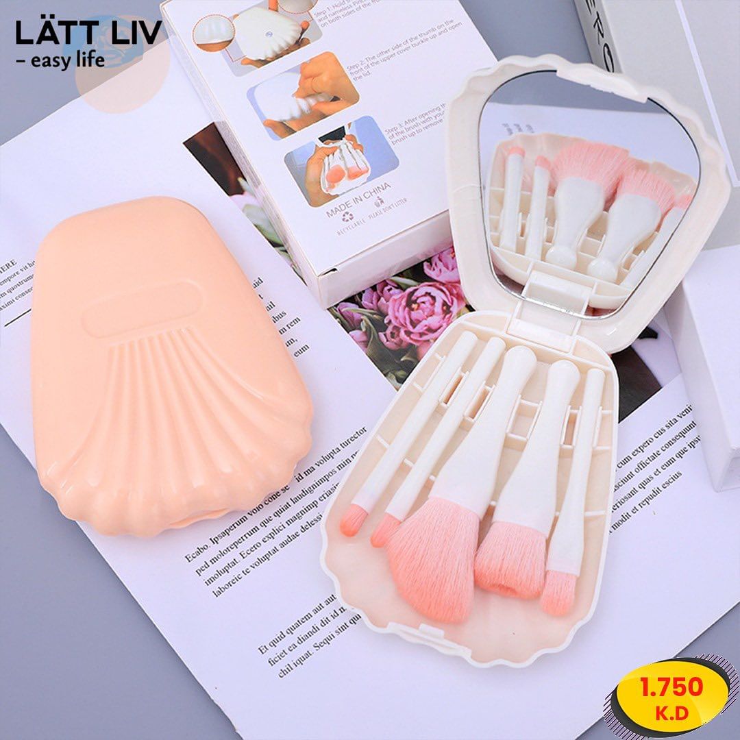 Shell makeup brushes set pocket size